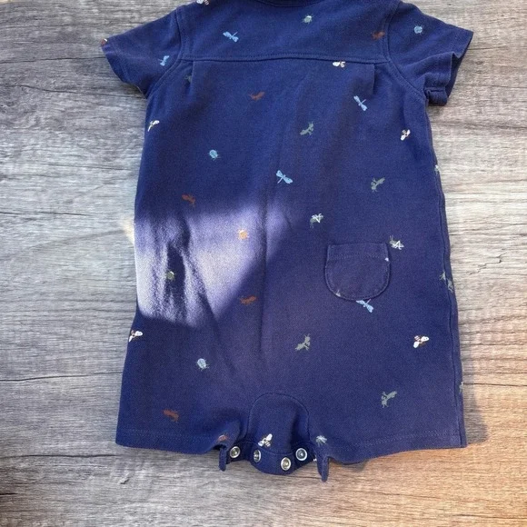 Janie and Jack Bug Romper Size 6-12M Navy Short Sleeve One Piece Spring Summer - Picture 10 of 10